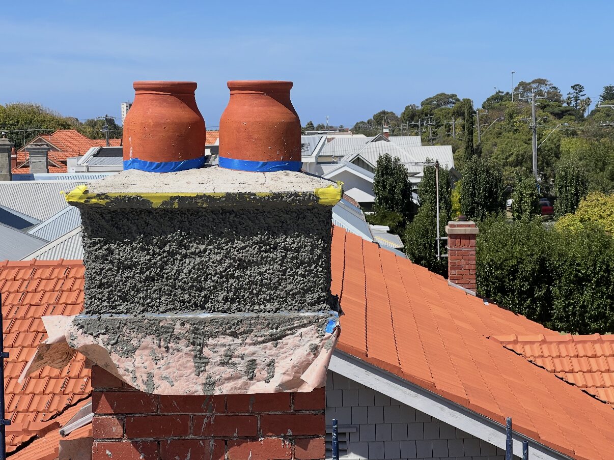 Period chimney, original pots retained
