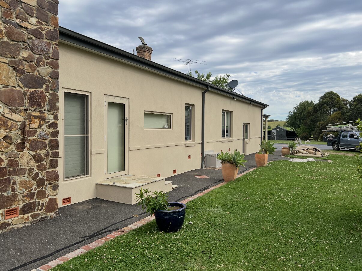 Render and stone, finished home